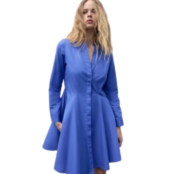 NWOT Zara Short Poplin Dress Blue Size S - Picture 2 of 7